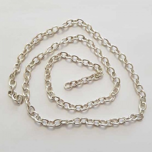 0.60 m&egrave;tre de chaine plate Argent N&deg;15 07 x 06 mm