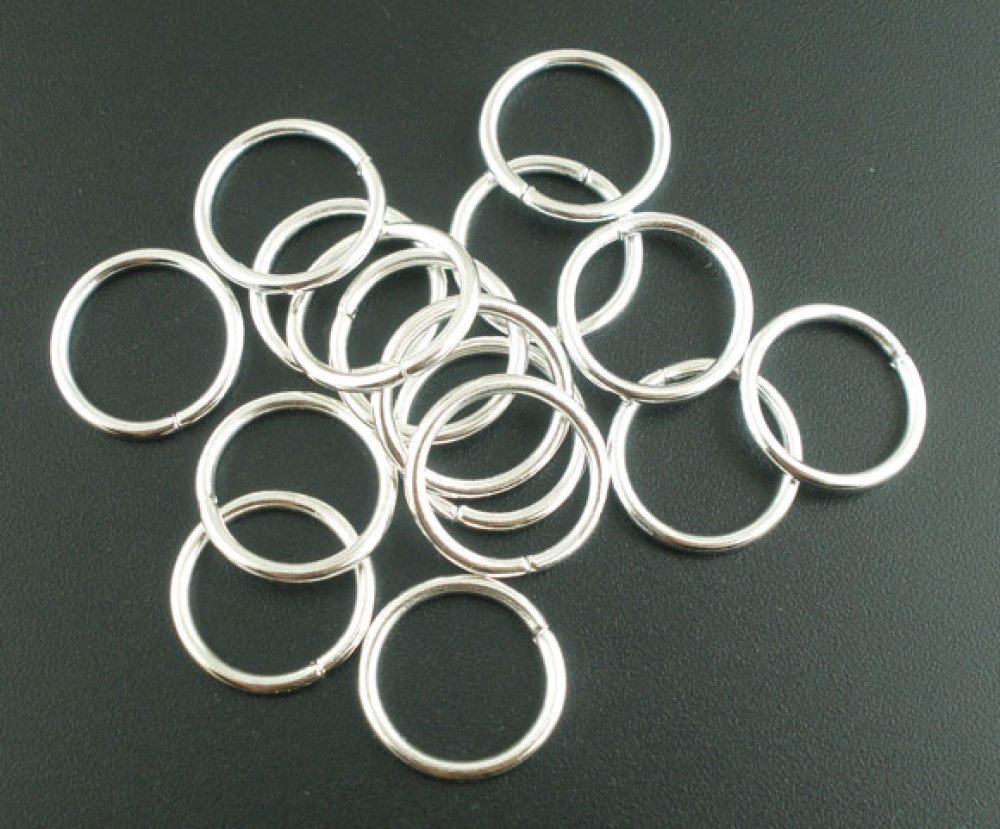 100 Anneaux de jonction &eacute;pais ouvert 16 mm Argent