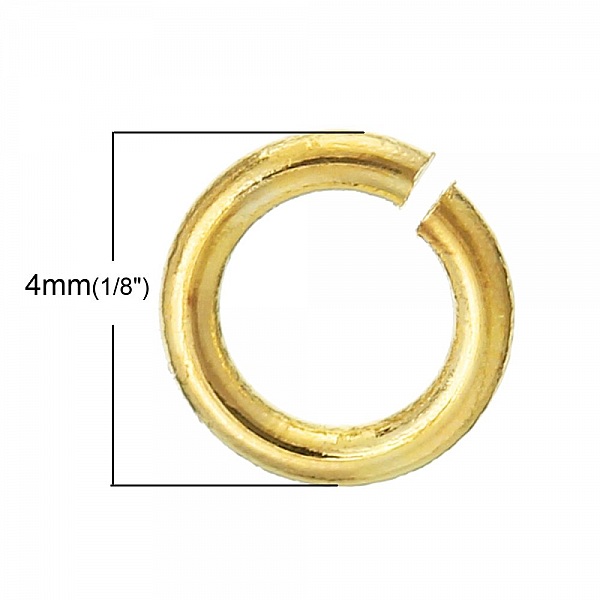 10 Anneaux de Jonction 04 mm Ouverts Plaqu&eacute; Or 18K N&deg;01
