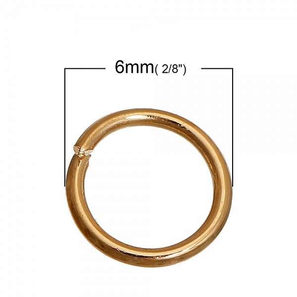 10 Anneaux de Jonction 06 mm 01 Ouverts Plaqu&eacute; Or 14K