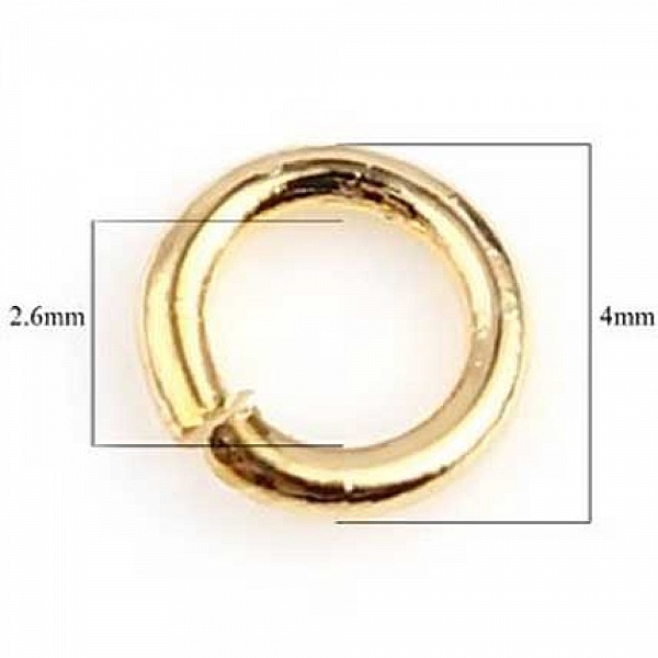 Anneau de jonction ouvert plaqué or 4 mm.