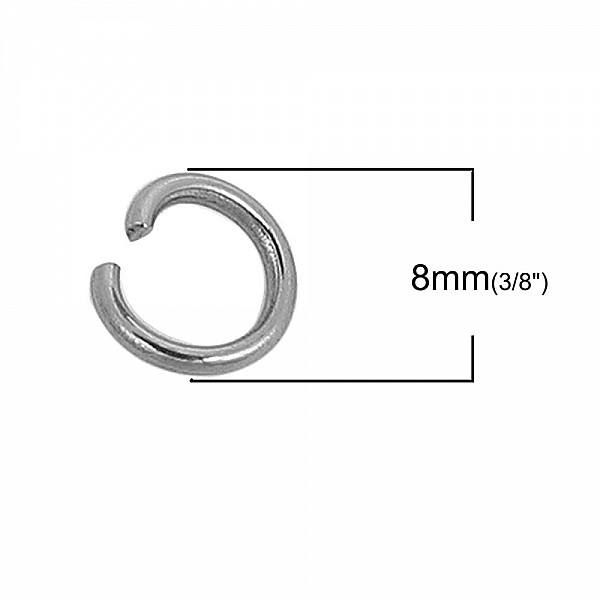 10 Anneaux de jonction ouvert 08 mm Inoxydable