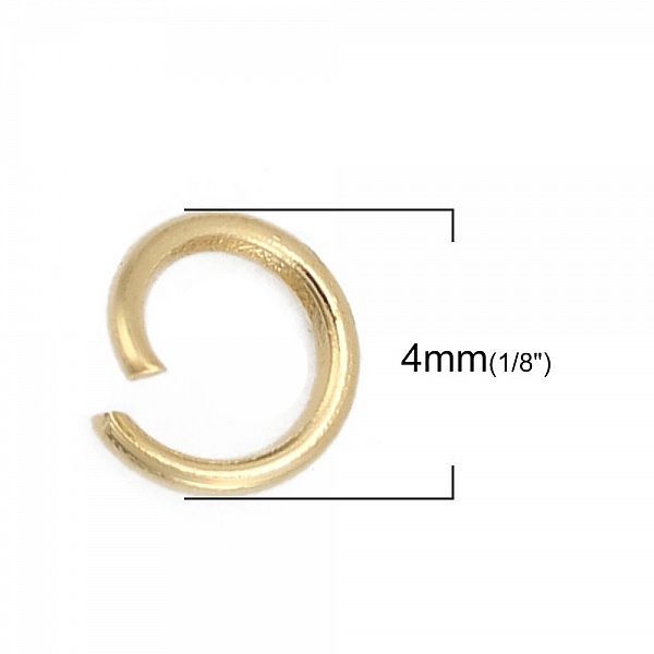10 Anneaux de jonction ouvert 04 mm Inoxydable dor&eacute;