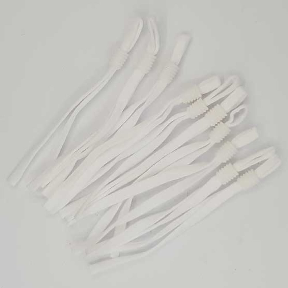 10 Bandes &eacute;lastiques cordon Blanc avec Boucle R&eacute;glable attache pour Masque. N&deg;02.