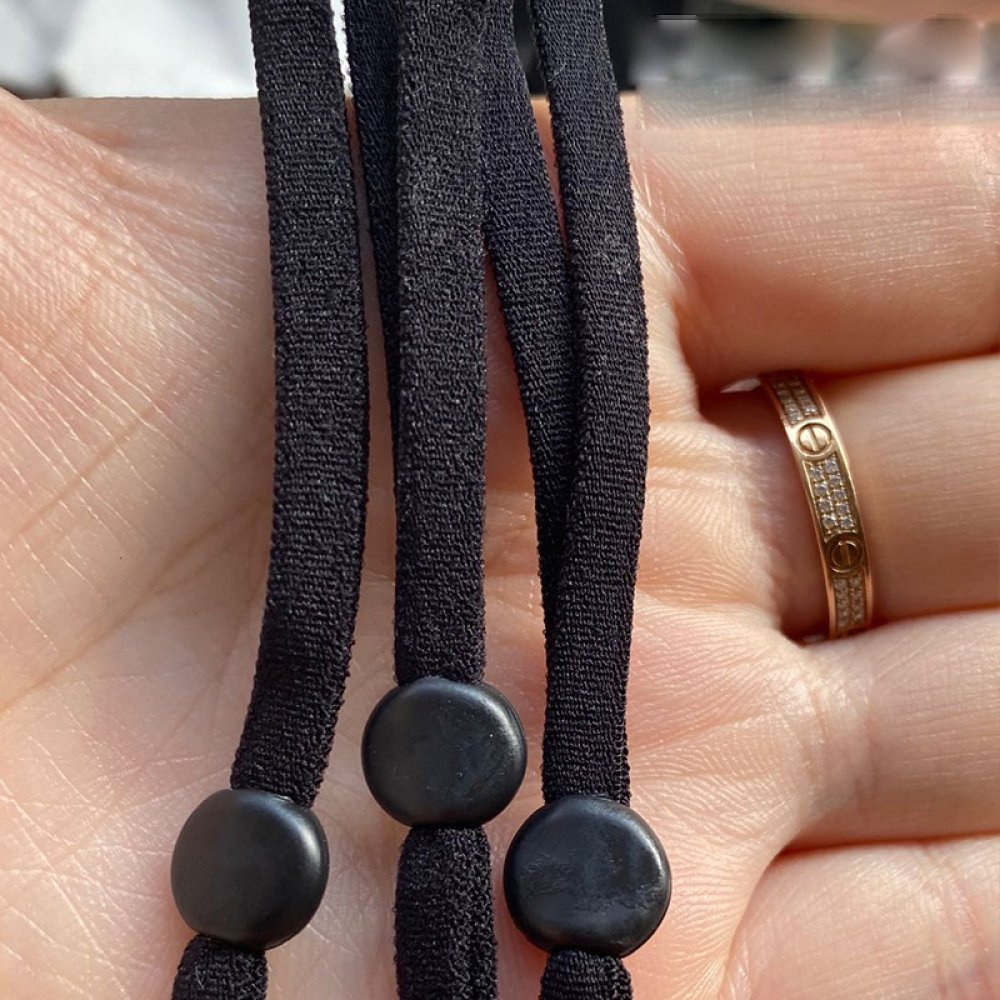 10 Bandes &eacute;lastiques cordon Noir avec Boucle R&eacute;glable attache pour Masque.