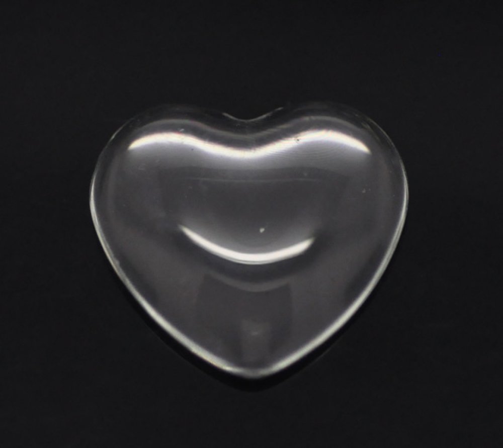 10 Cabochons C&oelig;urs 14 x 15 mm en verre loupe transparent N&deg;22