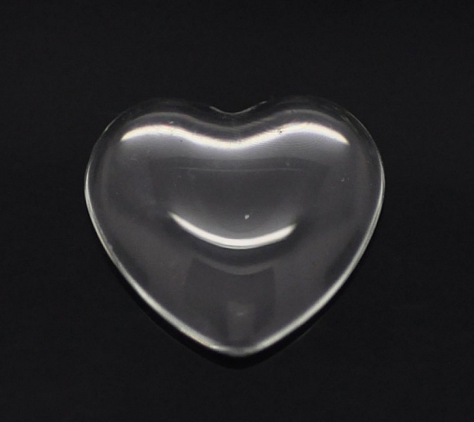 10 Cabochons C&oelig;urs 14 x 15 mm en verre loupe transparent N&deg;22
