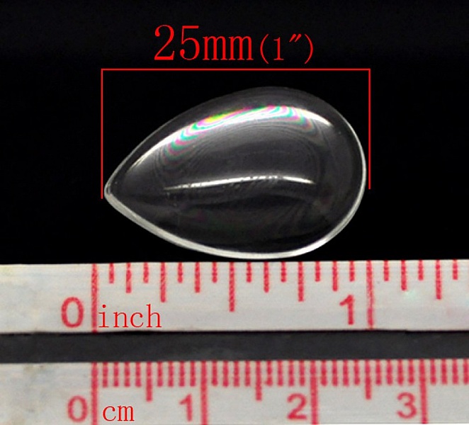 10 Cabochons Gouttes 18 x 25 mm en verre loupe transparent N&deg;25
