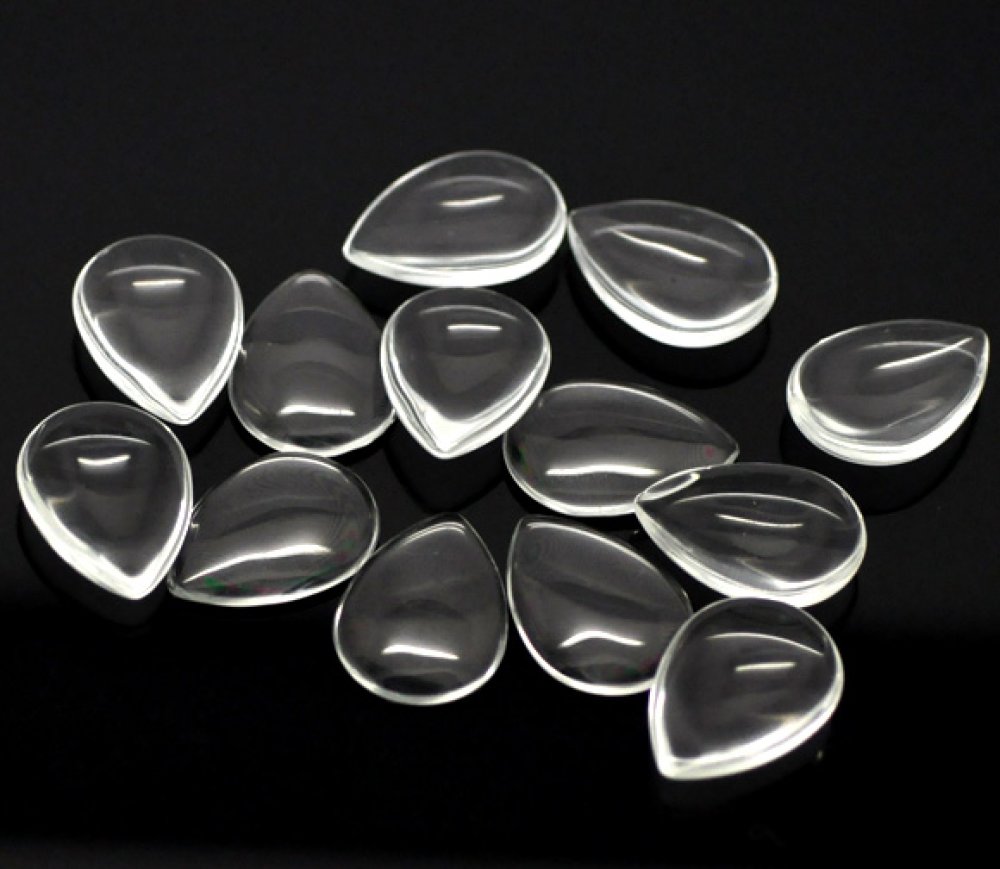 10 Cabochons Gouttes 18 x 25 mm en verre loupe transparent N&deg;25