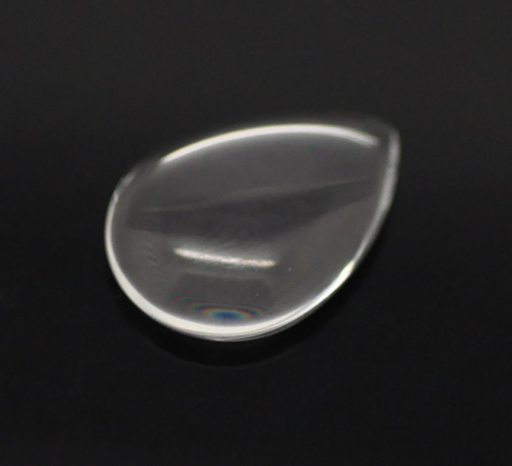 10 Cabochons Gouttes 13 x 18 mm en verre loupe transparent N&deg;24