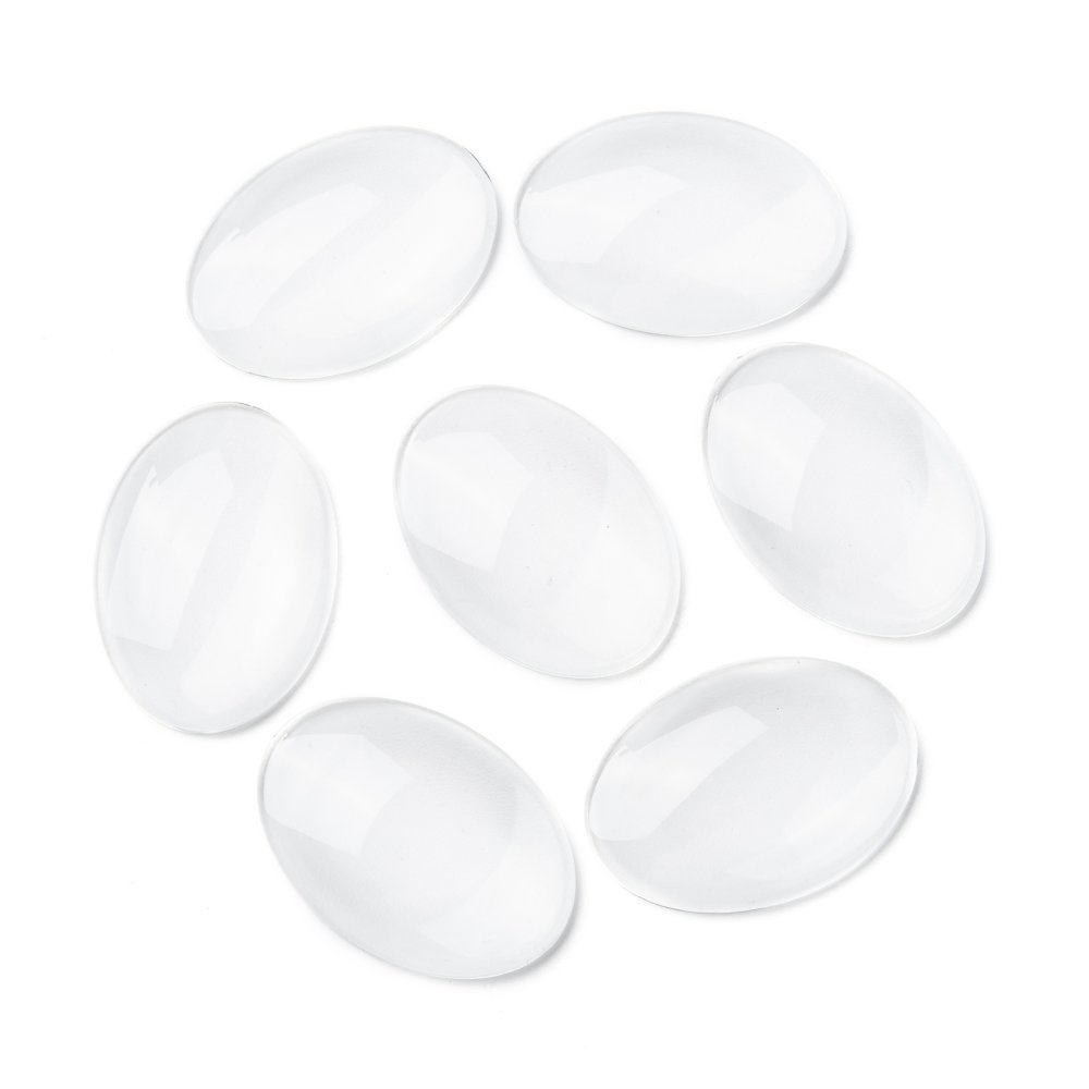 10 Cabochons Ovales 25 x 35 mm en verre loupe transparent N&deg;20