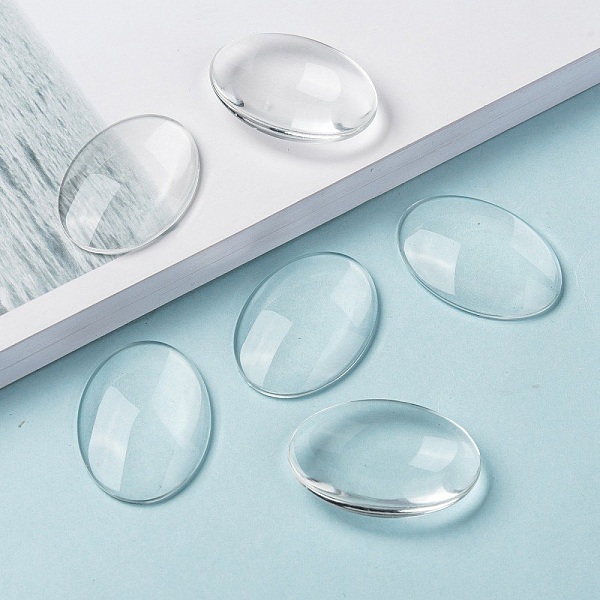 10 Cabochons Ovales 25 x 35 mm en verre loupe transparent N&deg;20