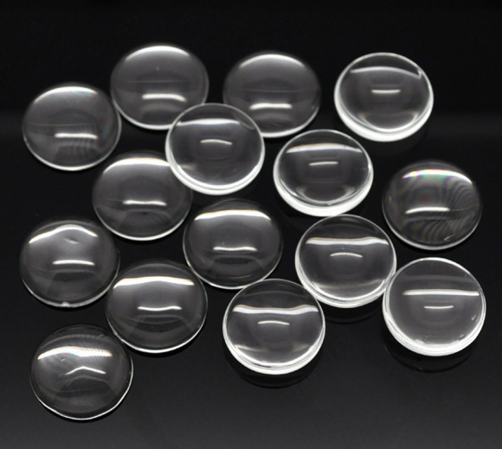 10 Cabochons Ronds 18 mm en verre loupe transparent N&deg;07