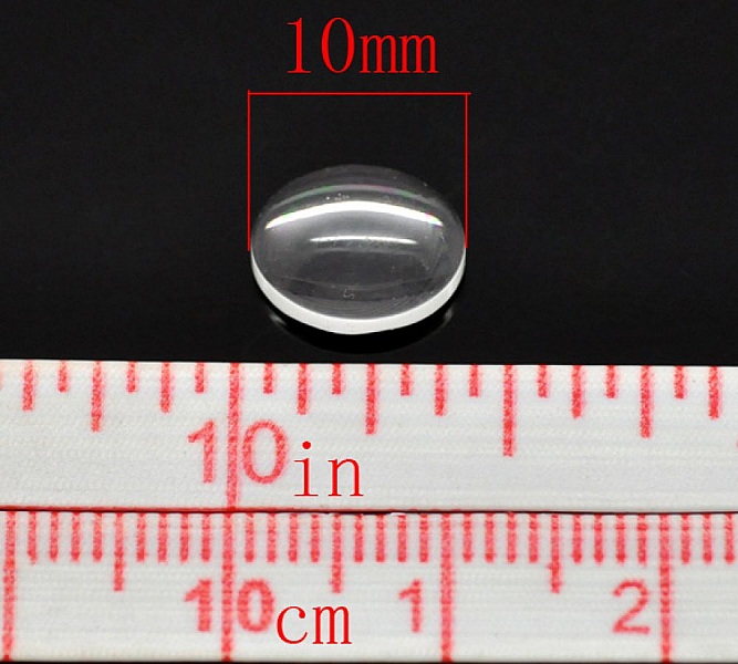 Cabochon rond en verre loupe transparent de 10 mm.
