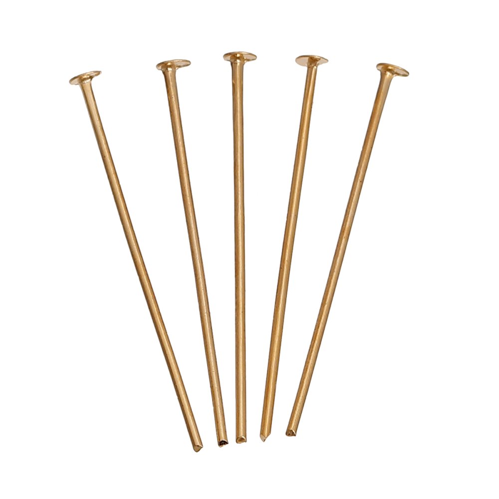 10 Clous 30 mm t&ecirc;te plate Plaqu&eacute; Or 14K