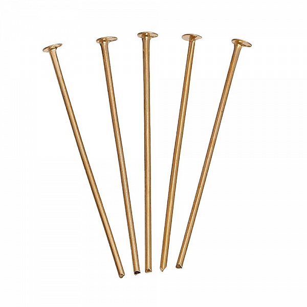 10 Clous 30 mm t&ecirc;te plate Plaqu&eacute; Or 14K