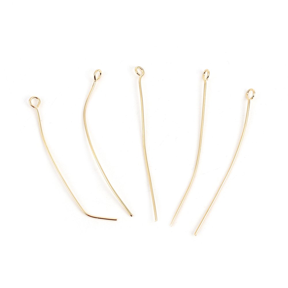 10 Clous 50 mm t&ecirc;te &oelig;il Plaqu&eacute; Or 18K