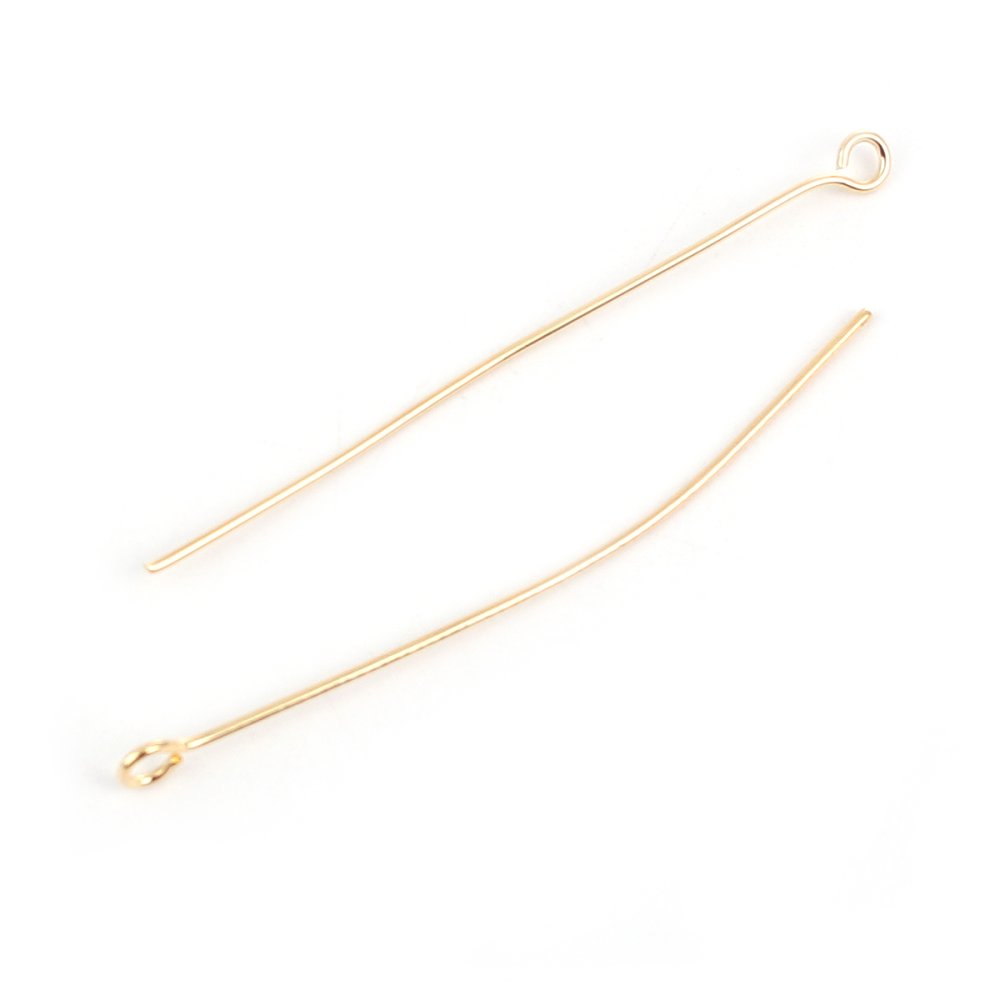 10 Clous 50 mm t&ecirc;te &oelig;il Plaqu&eacute; Or 18K