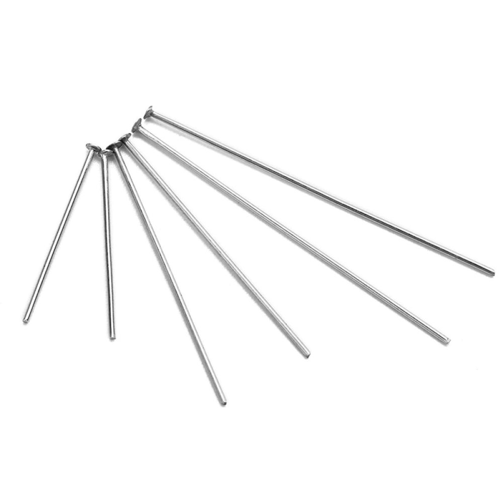 10 Clous &agrave; tiges &agrave; t&ecirc;te plates acier inoxydable 30 mm Argent