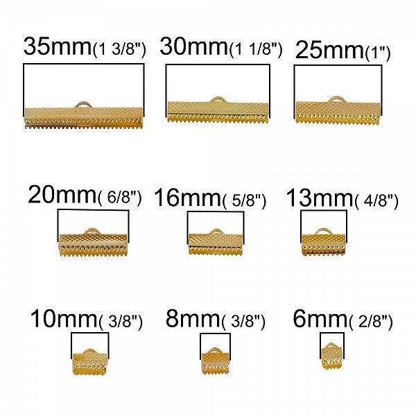 10 Embouts griffe pour cordon 35 x 08 mm Dor&eacute;