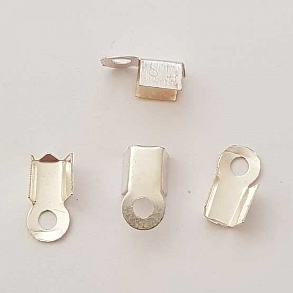 10 Embouts &agrave; coller Serres Cordons Argent 4 x 4 mm N&deg;01