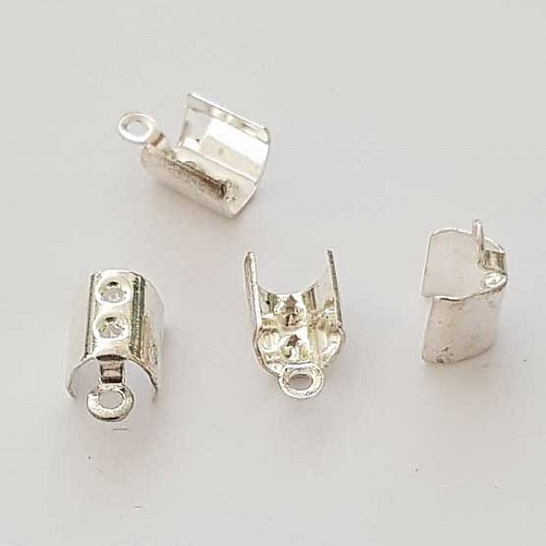 10 Embouts &agrave; coller Serres Cordons Argent 7 x 6 mm N&deg;01