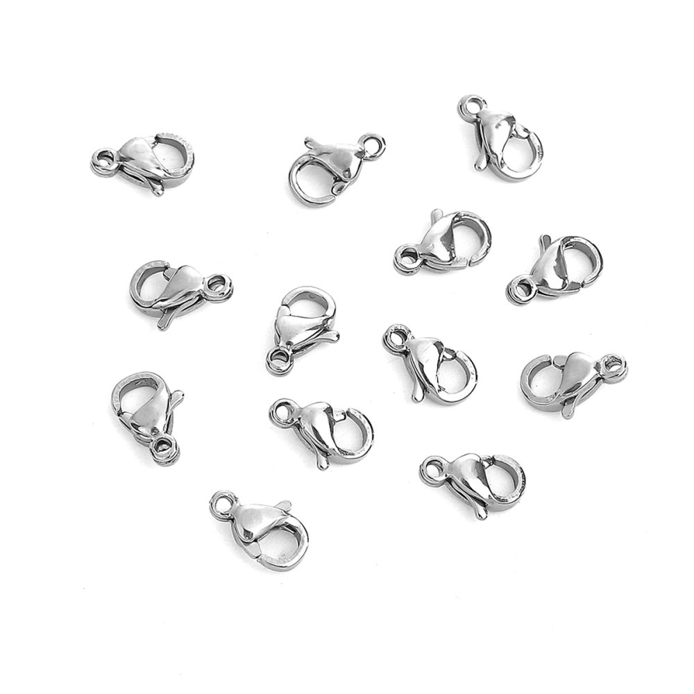 10 Fermoirs Acier Inoxydable Mousqueton 12 x 07 mm.
