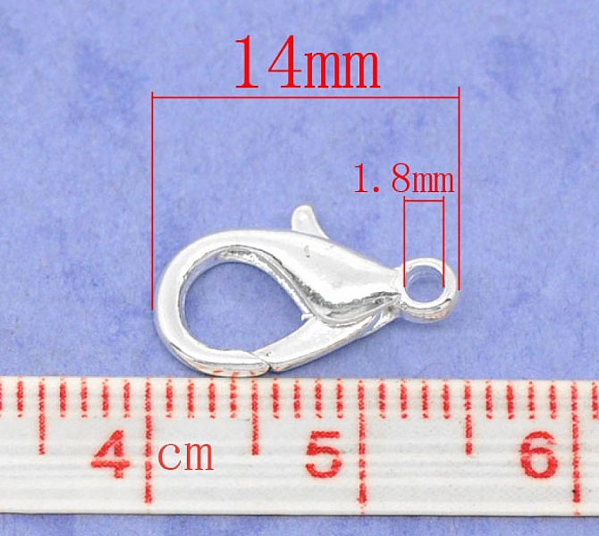 10 Fermoirs Mousqueton 14 x 08 mm.