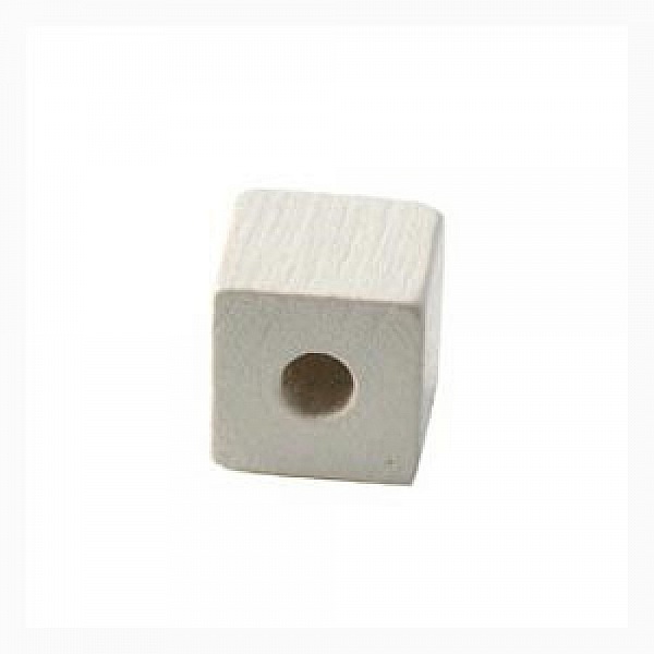 10 Perles Bois Cube / Carr&eacute; 10 mm Blanc