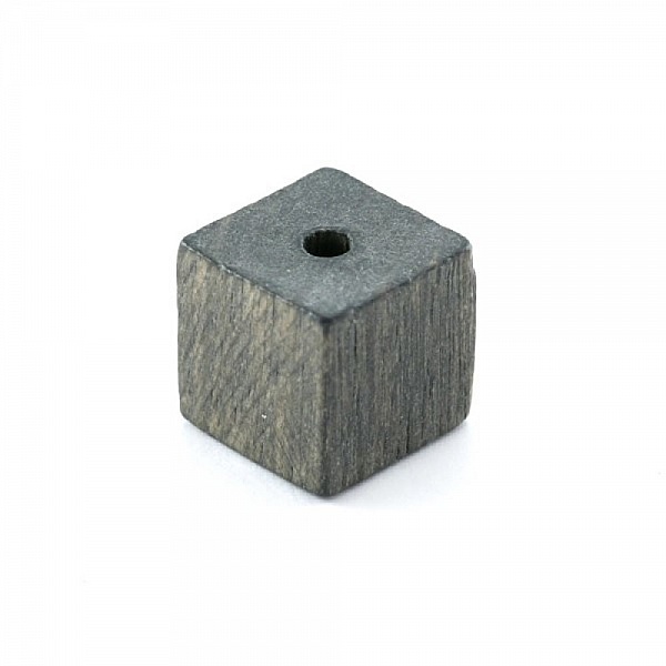 10 Perles Bois Cube / Carr&eacute; 10 mm Gris Fonc&eacute;
