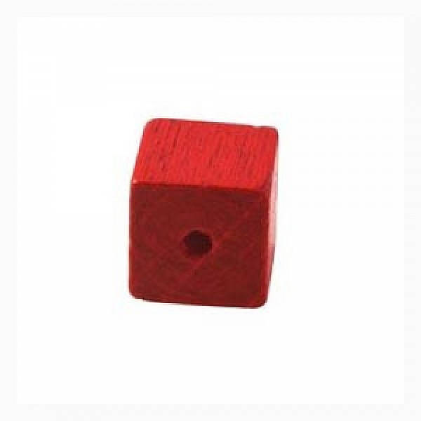 10 Perles Bois Cube / Carr&eacute; 10 mm Rouge