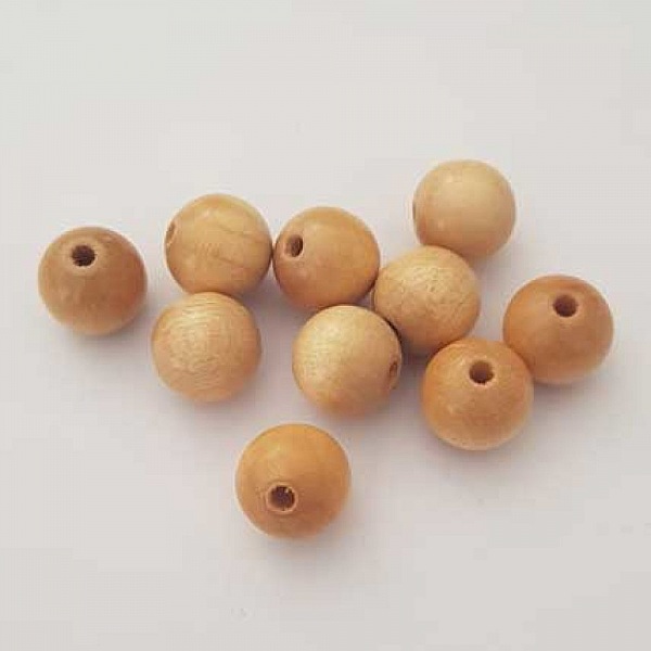 10 Perles Bois ronde 12 mm Beige N&deg;01
