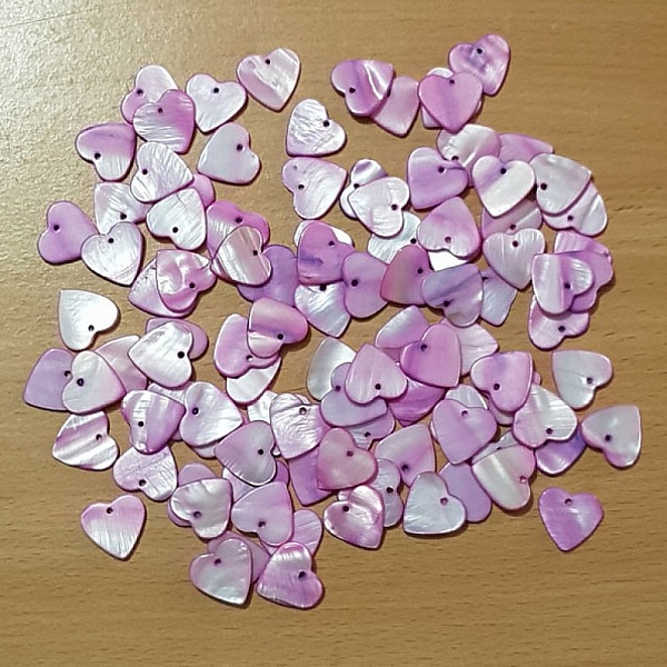 10 Perles breloques Pendentifs Nacres C&oelig;ur 17mm Fushia