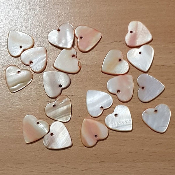 10 Perles breloques Pendentifs Nacres C&oelig;ur 17mm Rose