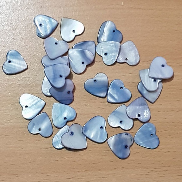 10 Perles breloques Pendentifs Nacres C&oelig;ur 17mm Bleu