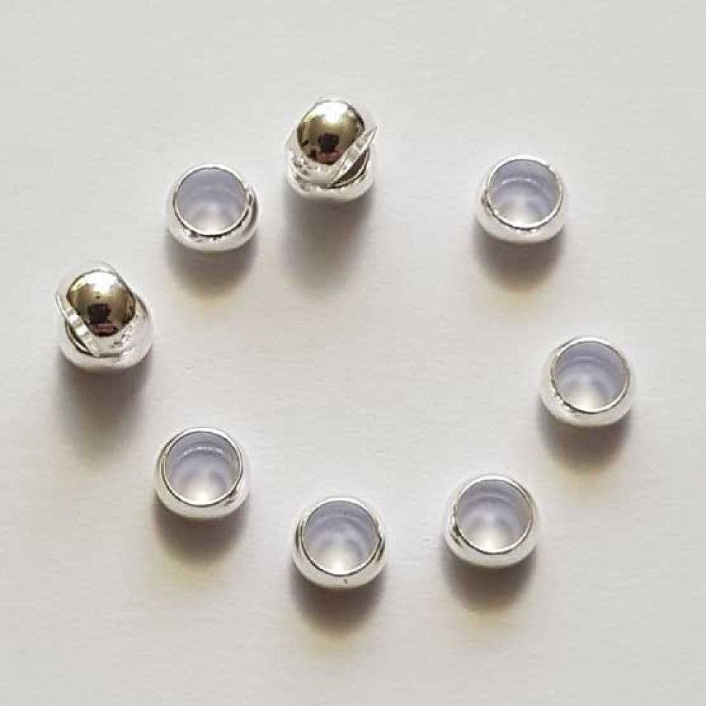 10 Perles &agrave; &eacute;craser de 2 mm argent