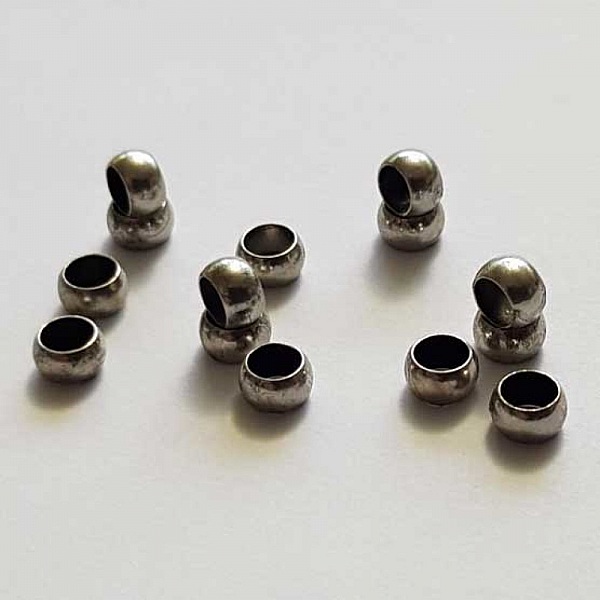 10 Perles &agrave; &eacute;craser de 2 mm argent vieilli