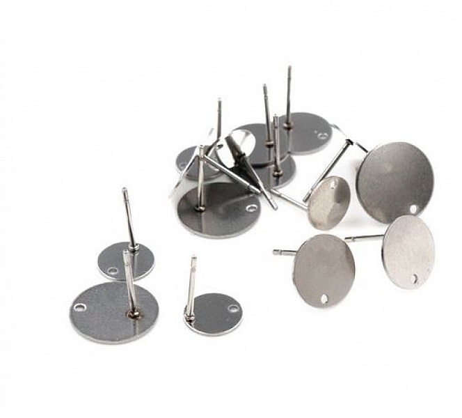 10 Supports Boucles d'oreilles puces ronde 10 mm en acier inoxydable