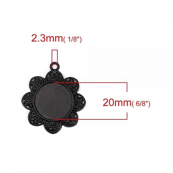 10 supports cabochons de 20mm Noir, pendentifs cabochons 8500