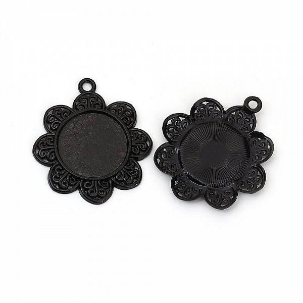 10 supports cabochons de 20mm Noir, pendentifs cabochons 8500