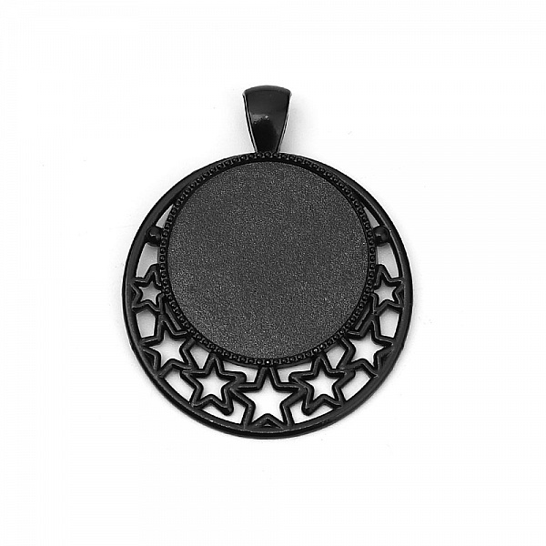 10 supports cabochons de 25mm Noir, pendentifs cabochons 8501