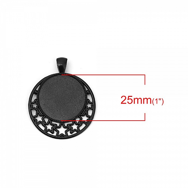 10 supports cabochons de 25mm Noir, pendentifs cabochons 8501