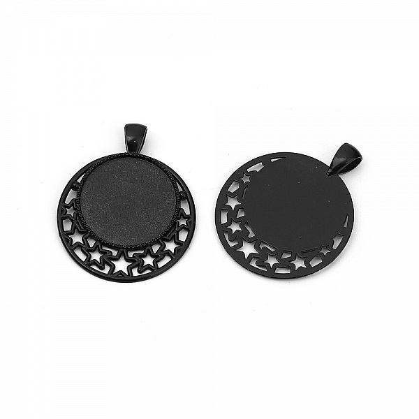 10 supports cabochons de 25mm Noir, pendentifs cabochons 8501