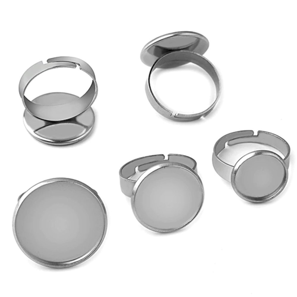 10 supports cabochons bague de 20 mm Argent N&deg;04