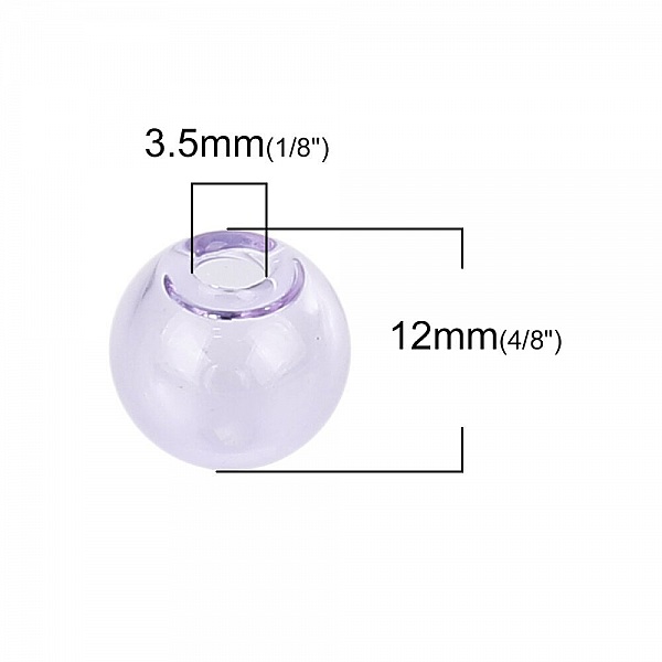 1 Boule en verre ronde &agrave; remplir de 12mm Violet