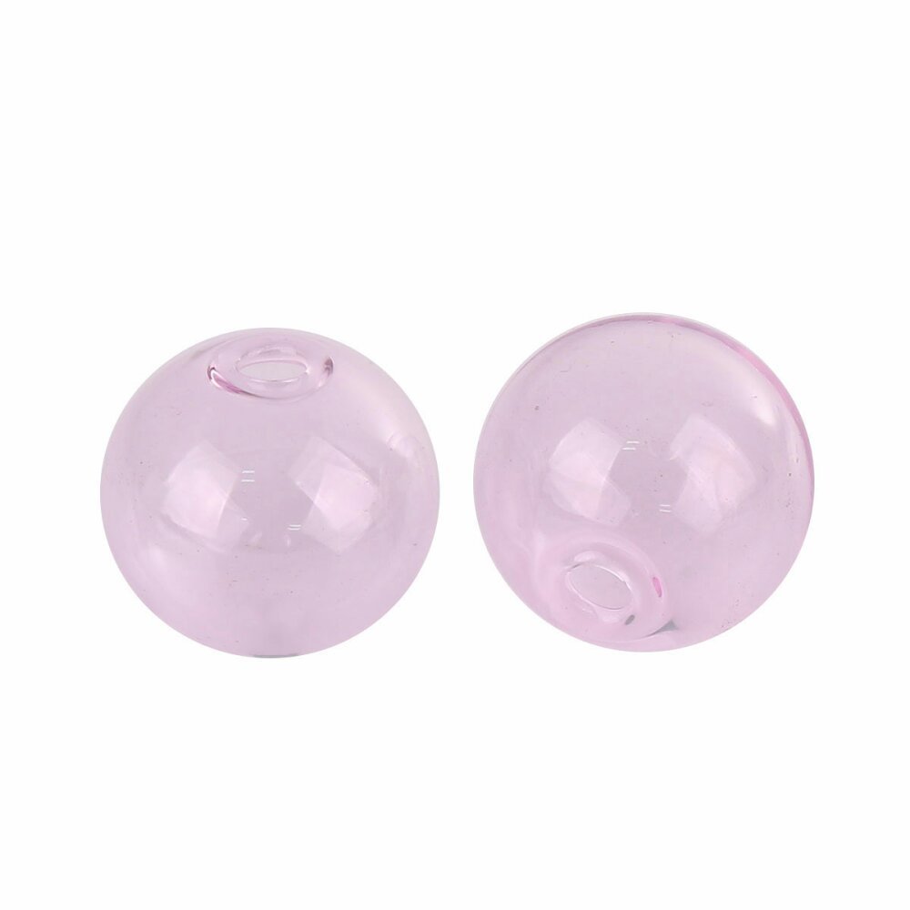 1 Boule en verre ronde &agrave; remplir de 12mm Rose
