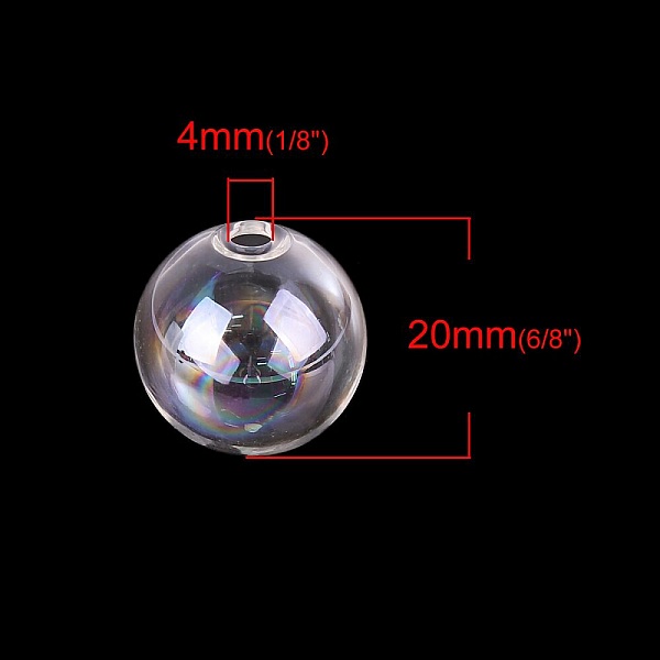 1 Boule en verre ronde &agrave; remplir de 20mm AB Transparent