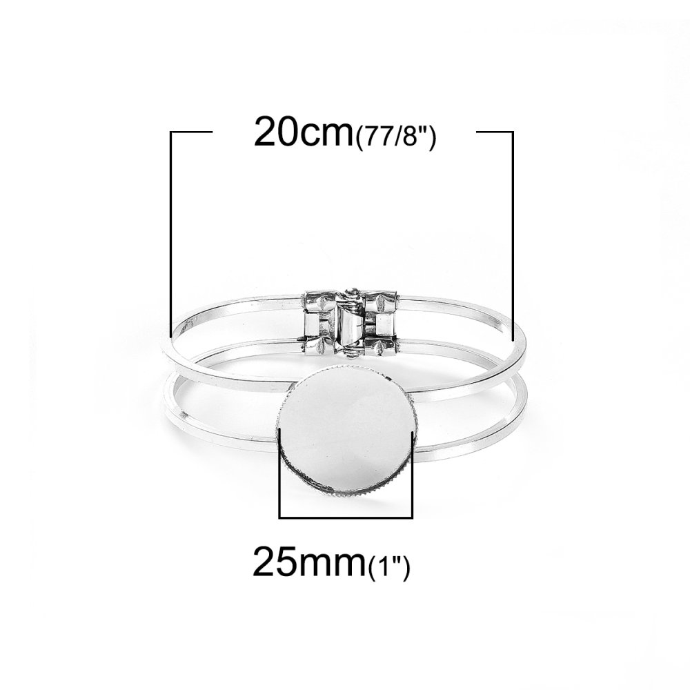 1 Bracelet support cabochon + 1 cabochon verre 25mm N&deg;02
