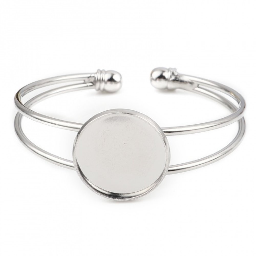 1 Bracelet support cabochon + 1 cabochon verre 20 mm N&deg;01-02