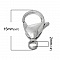 1 Fermoir Acier Inoxydable Mousqueton 15 x 9 mm